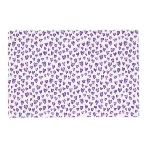 Purple love heart watercolor pattern placemat