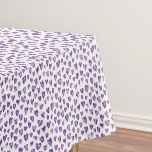 Purple love heart watercolor tablecloth