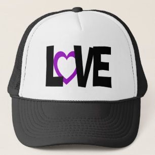 Purple love heart word wedding hat