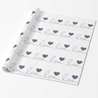 Purple Love Heart Wrapping Paper