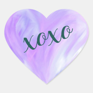 Purple Love Heart Xoxo Watercolor Painted Sticker