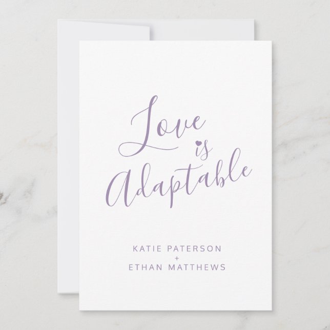 Purple love is adaptable change streaming wedding announcement (Front)