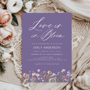 Purple Love is in Bloom Wildflower Bridal Shower Invitation