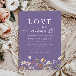 Purple Love is in Bloom Wildflower Bridal Shower Invitation