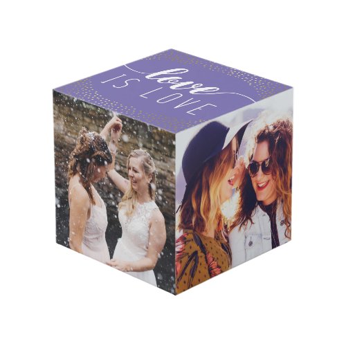 Purple Love is Love Gold Confetti _ Wedding Photos Cube