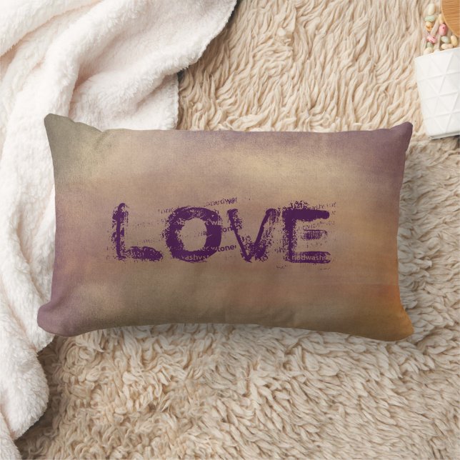 Purple Love Lettering Lumbar Pillow (Blanket)