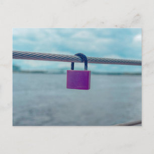 Purple Love Lock on Southbank Riverwalk Postcard