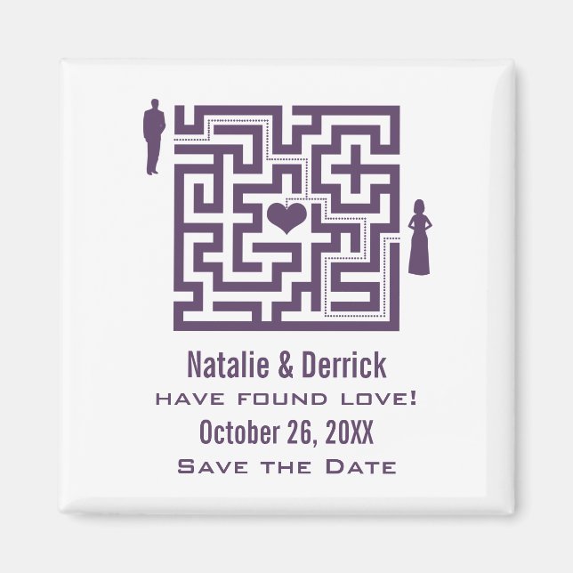 Purple Love Maze Save the Date Magnet (Front)