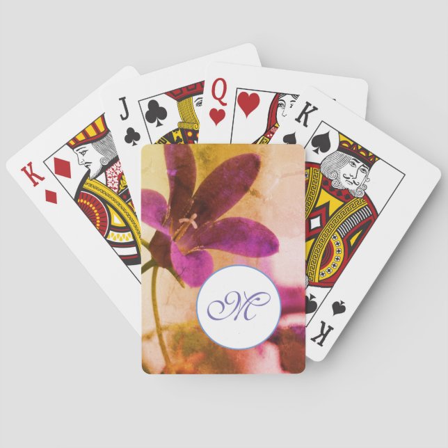 Purple love  Monogram Poker Cards (Back)