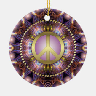 Purple Love Peace Sign NewAge Ceramic Ornament
