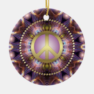Purple Love Peace Sign NewAge Ceramic Ornament