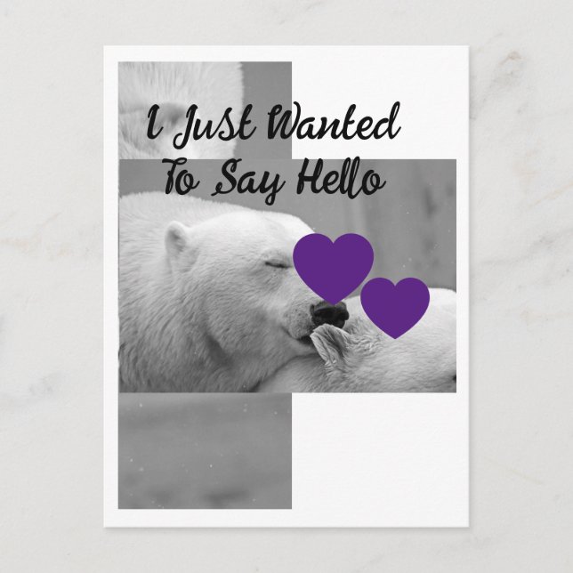 Purple Love Polar Bear Postcard (Front)