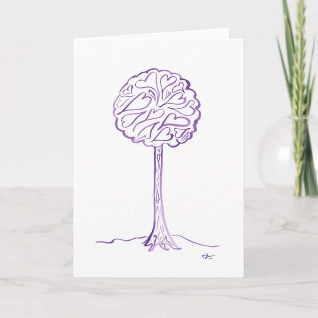 Purple Love Tree Holiday Card (Front)