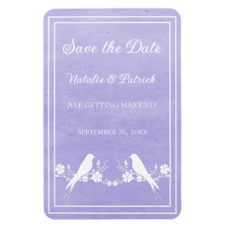 Purple Lovebird Floral Save the Date Magnet