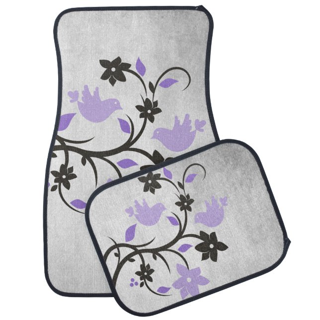Purple Lovebirds Car Floor Mat (Set)