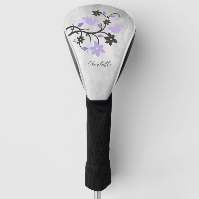 Purple Lovebirds Golf Head Cover (Front)