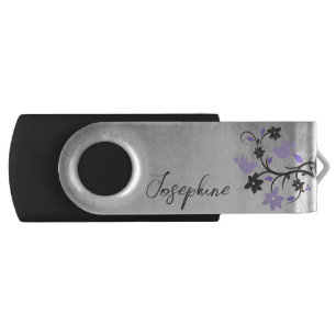 Purple Lovebirds Personalized Flash Drive