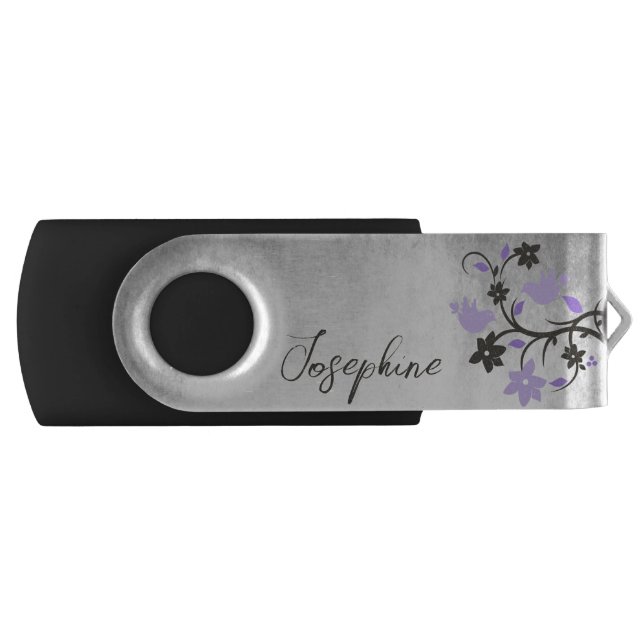 Purple Lovebirds Personalized Flash Drive (Front)