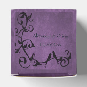 Purple Lovebirds Photo Wedding Favor Box