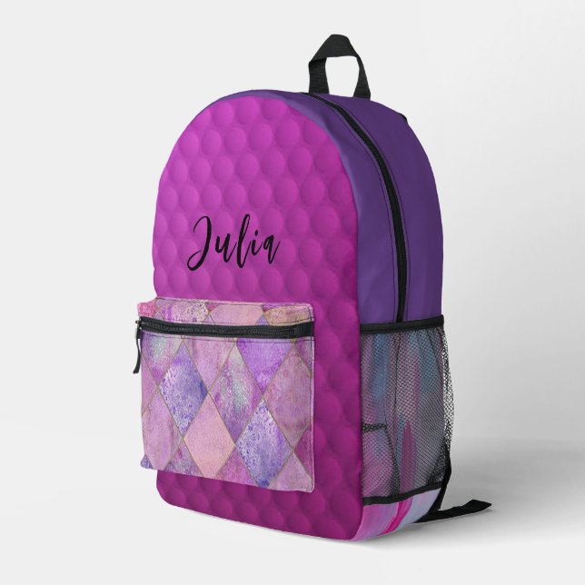 “Purple Lover” Print Backpack (Back Corner Right)