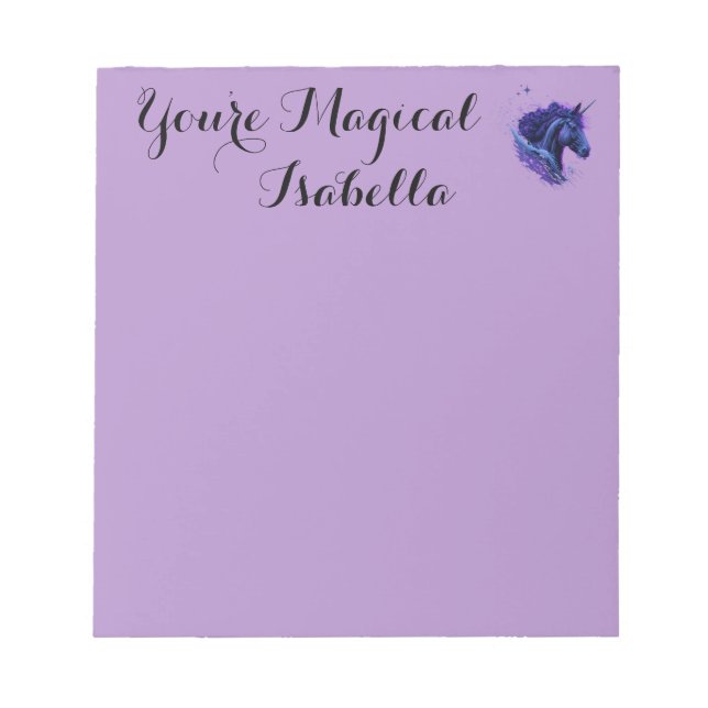 Purple Lover You're Magical Unicorn Fantasy Name Notepad (Front)