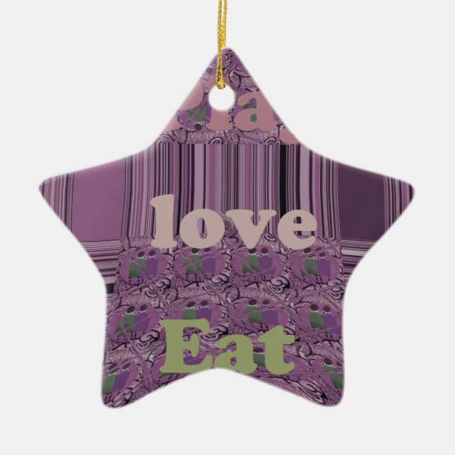 Purple  Loves &  Play Eat Africa South Traditional Ceramic Ornament (Front)