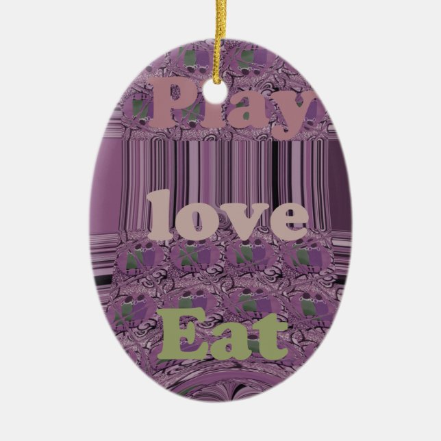 Purple  Loves &  Play Eat Africa South Traditional Ceramic Ornament (Front)