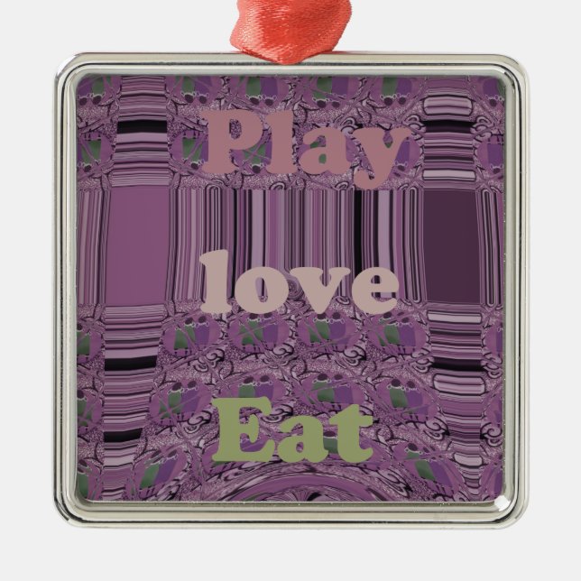Purple  Loves &  Play Eat Africa South Traditional Metal Ornament (Front)