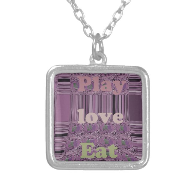 Purple  Loves &  Play Eat Africa South Traditional Silver Plated Necklace (Front)