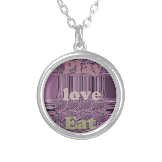 Purple  Loves &  Play Eat Africa South Traditional Silver Plated Necklace (Front)