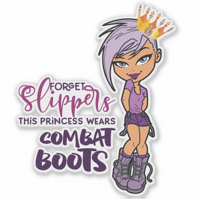 "Purple Lovin' Tomboy Princess" Custom Cut Vinyl Sticker (Front)