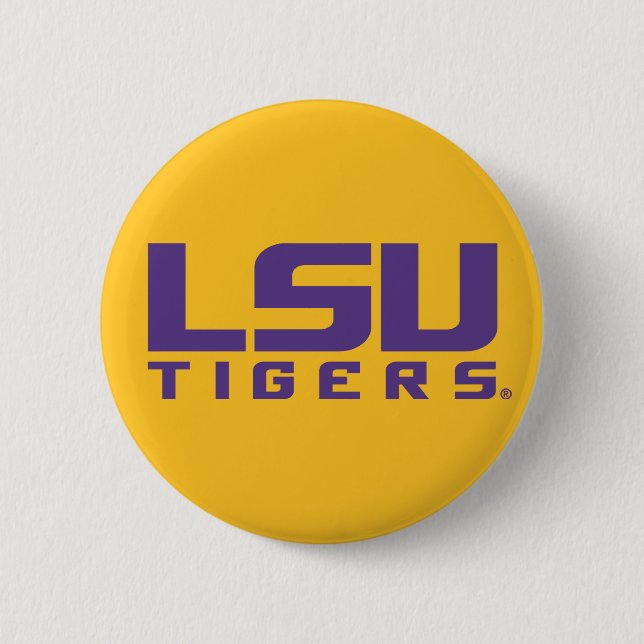 Purple LSU Tigers Logo Button (Front)