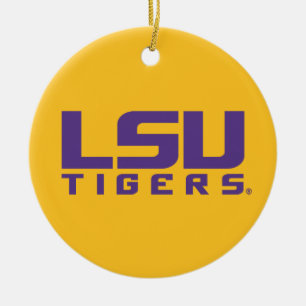 Purple LSU Tigers Logo Ceramic Ornament