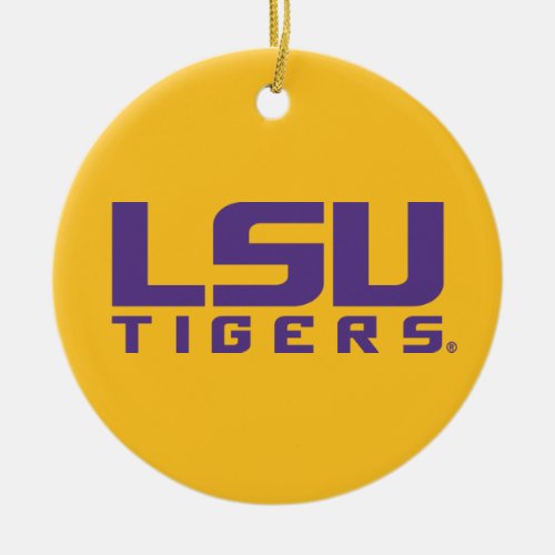 Purple LSU Tigers Logo Ceramic Ornament