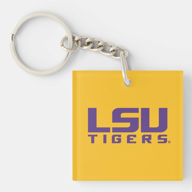 Purple LSU Tigers Logo Keychain (Front)