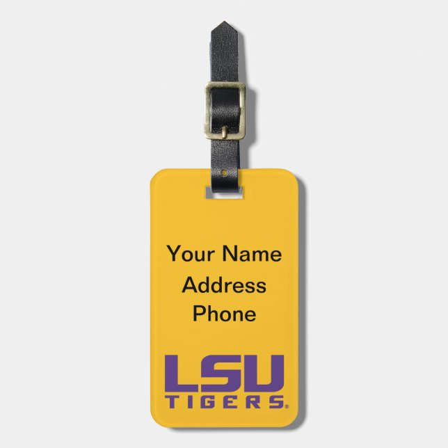 Purple LSU Tigers Logo Luggage Tag (Front Vertical)