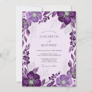 Purple Luminous Spring Wedding Invitation