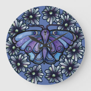 Purple Luna Moth MoonChild Moon Moths Large Clock