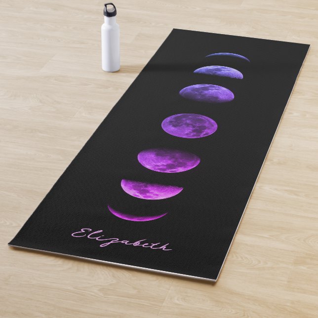 Purple Lunar Moon Phases Celestial Personalized Yoga Mat (In Situ)