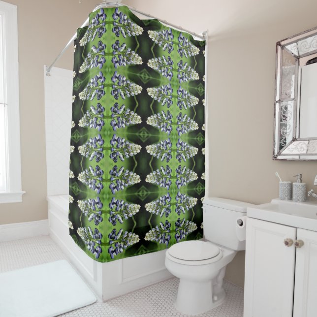Purple Lupine Flower Abstract Pattern   Shower Curtain (In Situ)