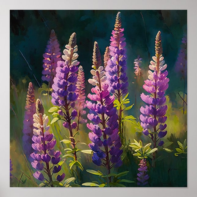 Purple Lupine Flower Art Print Poster (Front)