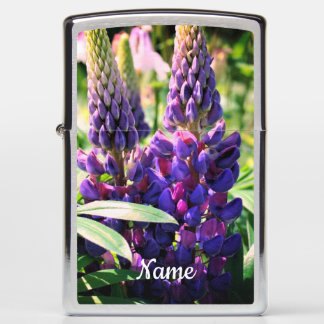 Purple Lupine Flower Trio Personalized Zippo Lighter