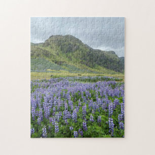 Purple Lupine Flowers & Green Mountains  Jigsaw Puzzle