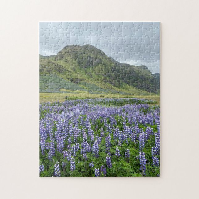 Purple Lupine Flowers & Green Mountains  Jigsaw Puzzle (Vertical)