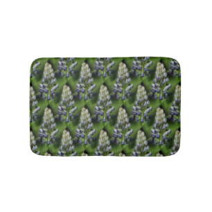 Purple Lupine Flowers Nature Pattern Bath Mat
