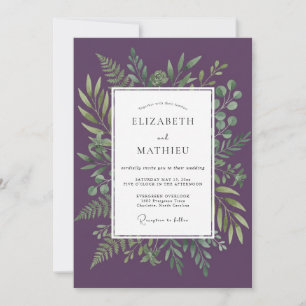 Purple Lush Woodland Wedding Invitation