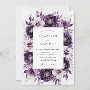 Purple Luxurious Botanical Wedding Invitation