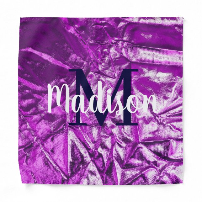 Purple Luxurious Custom Monogram Personalized Bandana (Front)