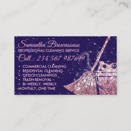 Purple Luxury Cleaning Service Maid Janitorial Business Card