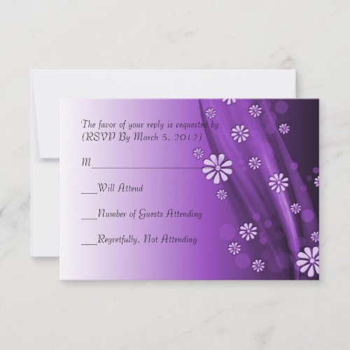 Purple Luxury Floral Wave RSVP card